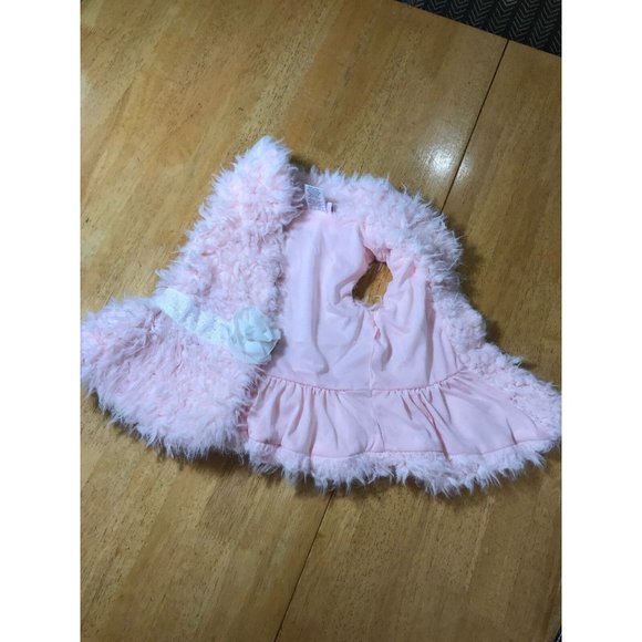Little Lass Girls Pink Vest Size 12 Months Toddler with White Lace Super Soft - Picture 4 of 6